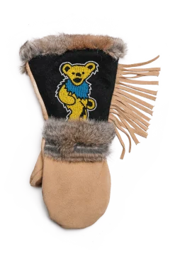 Sale Grateful Dead Yellow Dancing Bear Long Cuff Mittens Women Gloves|Rex Rabbit