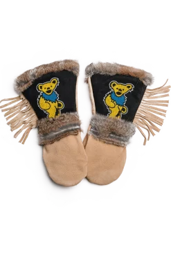 Sale Grateful Dead Yellow Dancing Bear Long Cuff Mittens Women Gloves|Rex Rabbit