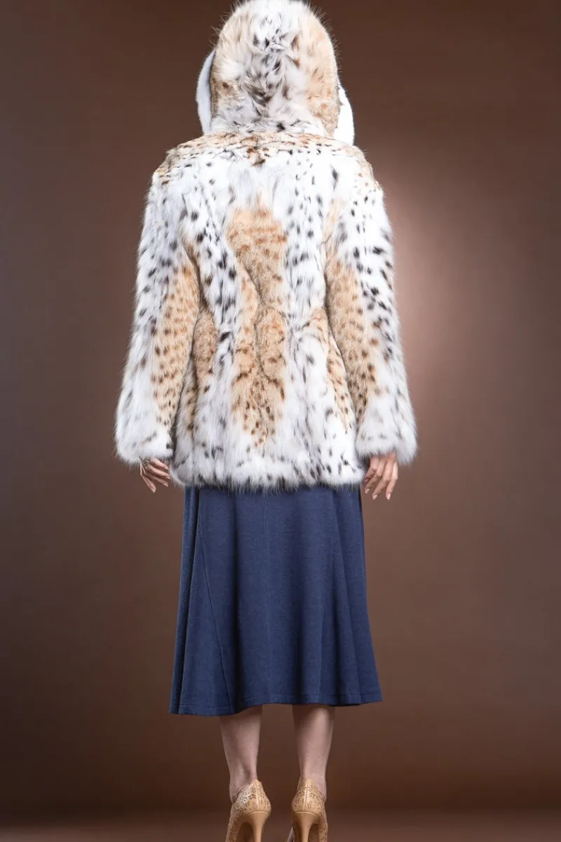Best Hooded American Lynx and Fox Anorak Fur Jacket Women Fur Jackets