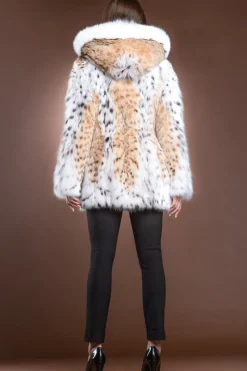 Best Hooded American Lynx and Fox Anorak Fur Jacket Women Fur Jackets