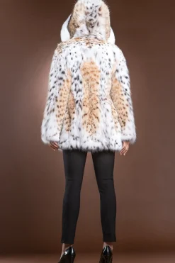 Best Hooded American Lynx and Fox Anorak Fur Jacket Women Fur Jackets