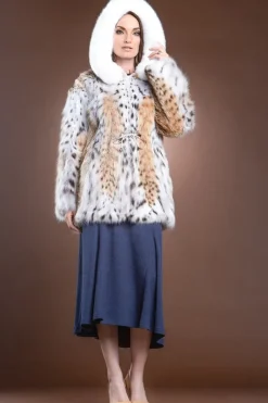 Best Hooded American Lynx and Fox Anorak Fur Jacket Women Fur Jackets