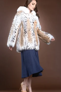Best Hooded American Lynx and Fox Anorak Fur Jacket Women Fur Jackets