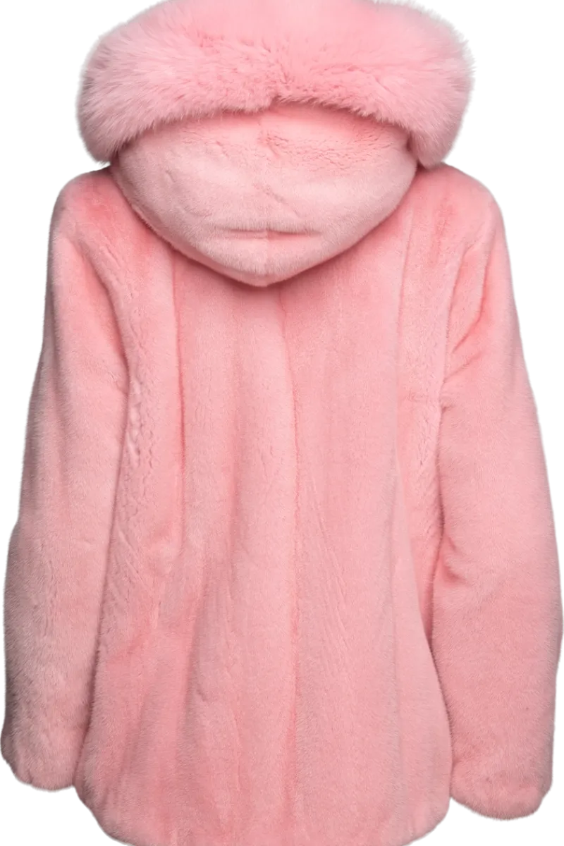 Best Hooded Bubble Gum Mink & Fox Fur Parka Women Mink|Fur Jackets