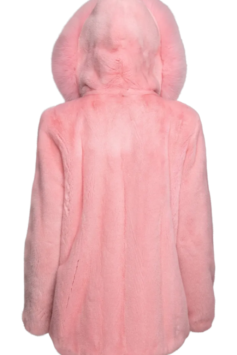 Best Hooded Bubble Gum Mink & Fox Fur Parka Women Mink|Fur Jackets