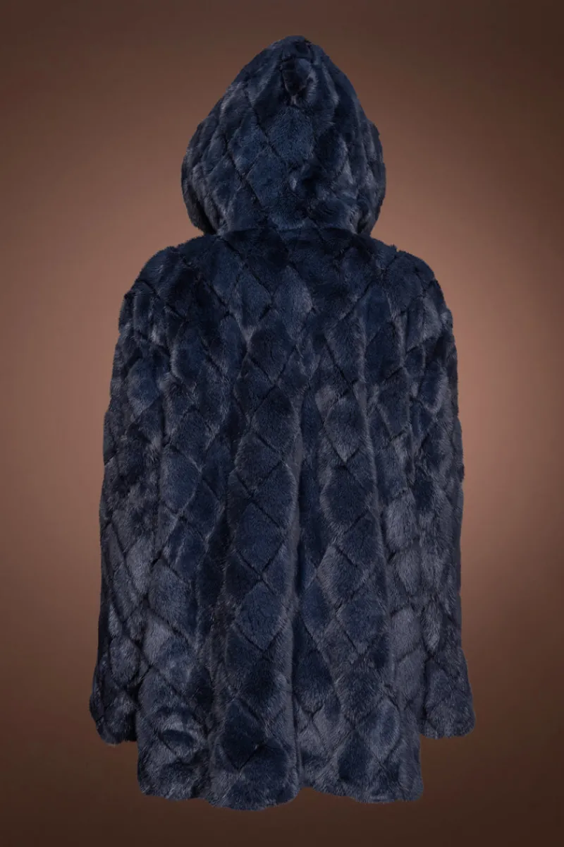 New Hooded Diamond Pattern Mink Fur Jacket Women Fur Jackets