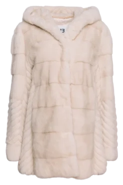 Hot Hooded Horizontal & Chevron Mink Fur Jacket Women Fur Jackets