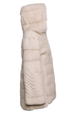 Hot Hooded Horizontal & Chevron Mink Fur Jacket Women Fur Jackets