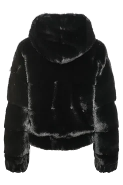 Online Hooded Horizontal Mink Fur Bomber Jacket Women Fur Jackets