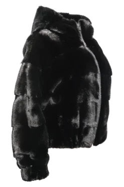 Online Hooded Horizontal Mink Fur Bomber Jacket Women Fur Jackets