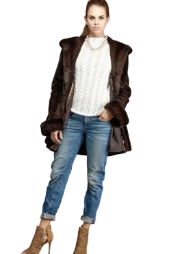 Sale Hooded Plucked Mink Fur Jacket Women Fur Jackets