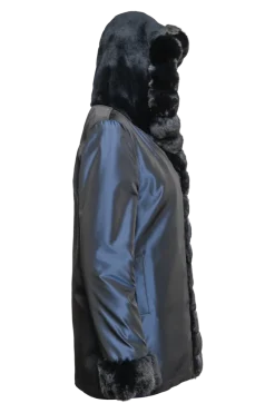 Outlet Hooded Reversible Sheared Mink and Chinchilla Fur Jacket Women Mink|Fur Jackets