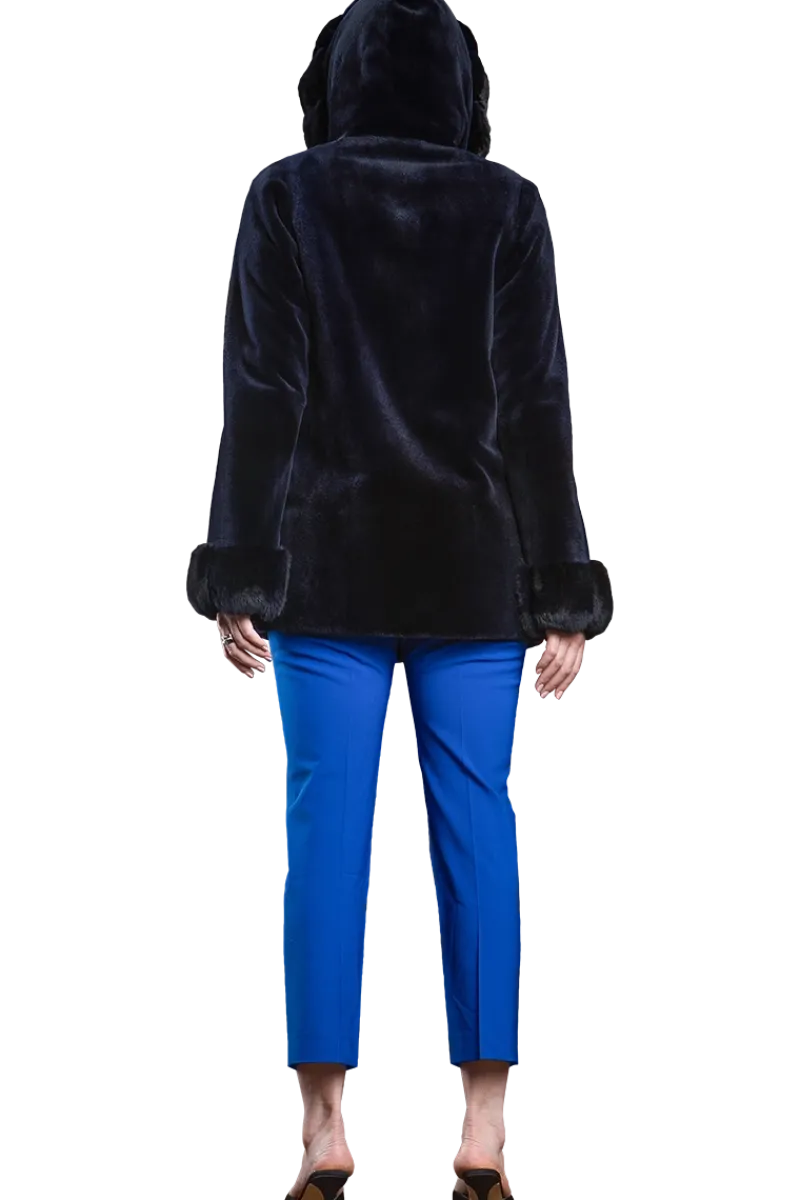 Outlet Hooded Reversible Sheared Mink and Chinchilla Fur Jacket Women Mink|Fur Jackets