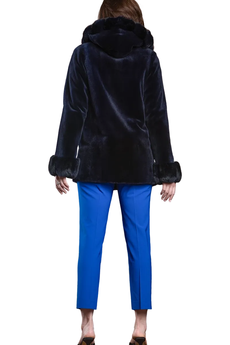 Outlet Hooded Reversible Sheared Mink and Chinchilla Fur Jacket Women Mink|Fur Jackets