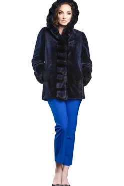 Outlet Hooded Reversible Sheared Mink and Chinchilla Fur Jacket Women Mink|Fur Jackets