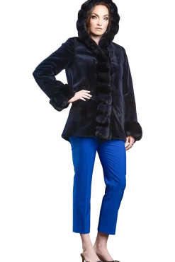 Outlet Hooded Reversible Sheared Mink and Chinchilla Fur Jacket Women Mink|Fur Jackets