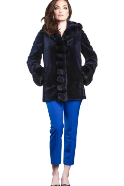 Outlet Hooded Reversible Sheared Mink and Chinchilla Fur Jacket Women Mink|Fur Jackets