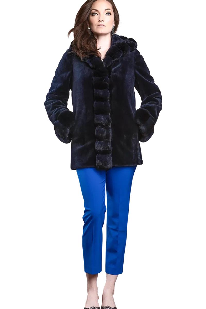 Outlet Hooded Reversible Sheared Mink and Chinchilla Fur Jacket Women Mink|Fur Jackets