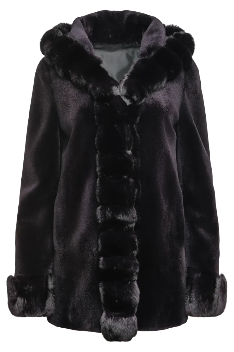 Outlet Hooded Reversible Sheared Mink and Chinchilla Fur Jacket Women Mink|Fur Jackets