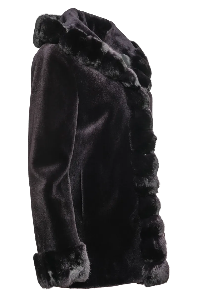 Outlet Hooded Reversible Sheared Mink and Chinchilla Fur Jacket Women Mink|Fur Jackets