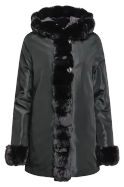 Outlet Hooded Reversible Sheared Mink and Chinchilla Fur Jacket Women Mink|Fur Jackets