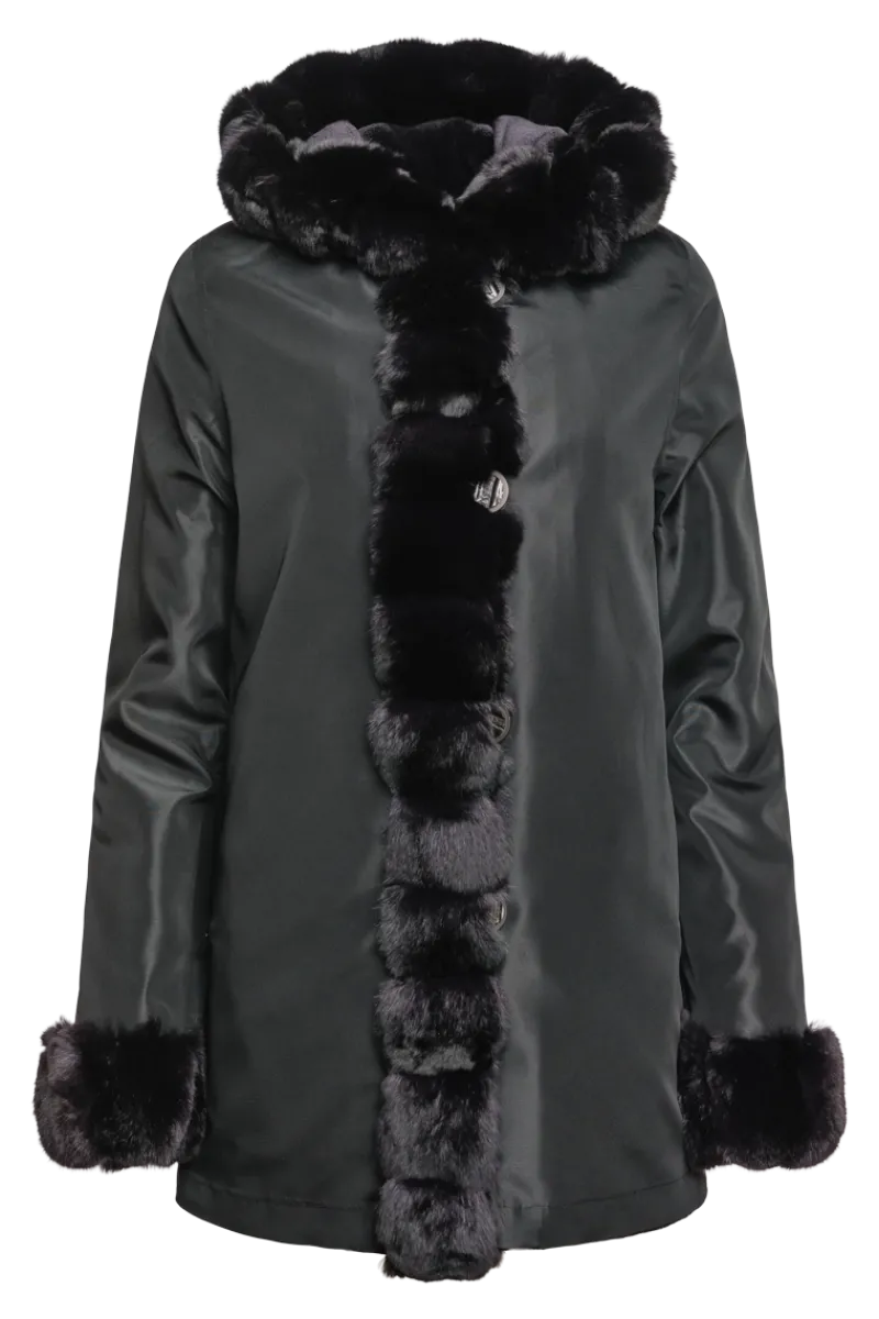 Outlet Hooded Reversible Sheared Mink and Chinchilla Fur Jacket Women Mink|Fur Jackets
