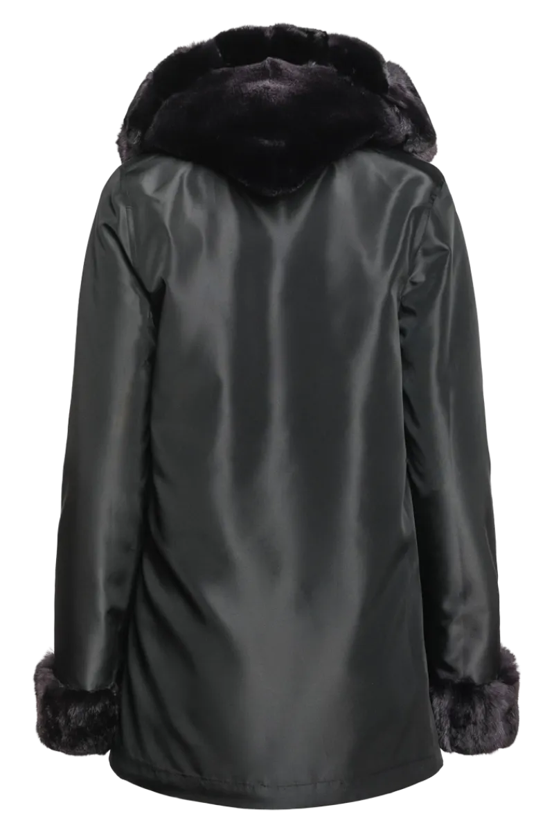 Outlet Hooded Reversible Sheared Mink and Chinchilla Fur Jacket Women Mink|Fur Jackets
