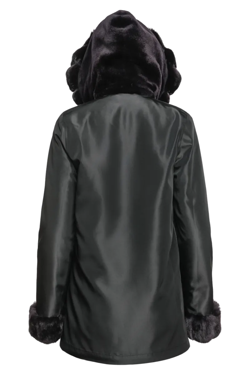 Outlet Hooded Reversible Sheared Mink and Chinchilla Fur Jacket Women Mink|Fur Jackets