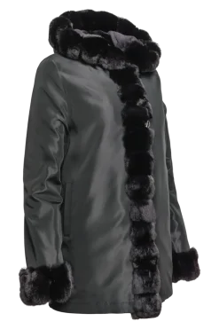 Outlet Hooded Reversible Sheared Mink and Chinchilla Fur Jacket Women Mink|Fur Jackets