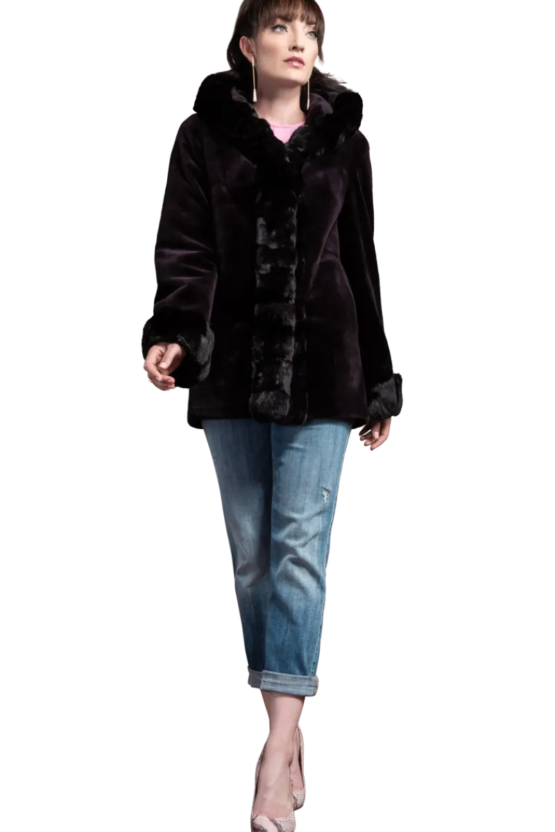Outlet Hooded Reversible Sheared Mink and Chinchilla Fur Jacket Women Mink|Fur Jackets