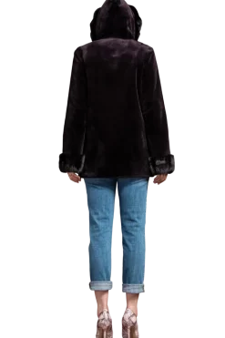 Outlet Hooded Reversible Sheared Mink and Chinchilla Fur Jacket Women Mink|Fur Jackets