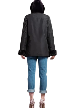 Outlet Hooded Reversible Sheared Mink and Chinchilla Fur Jacket Women Mink|Fur Jackets