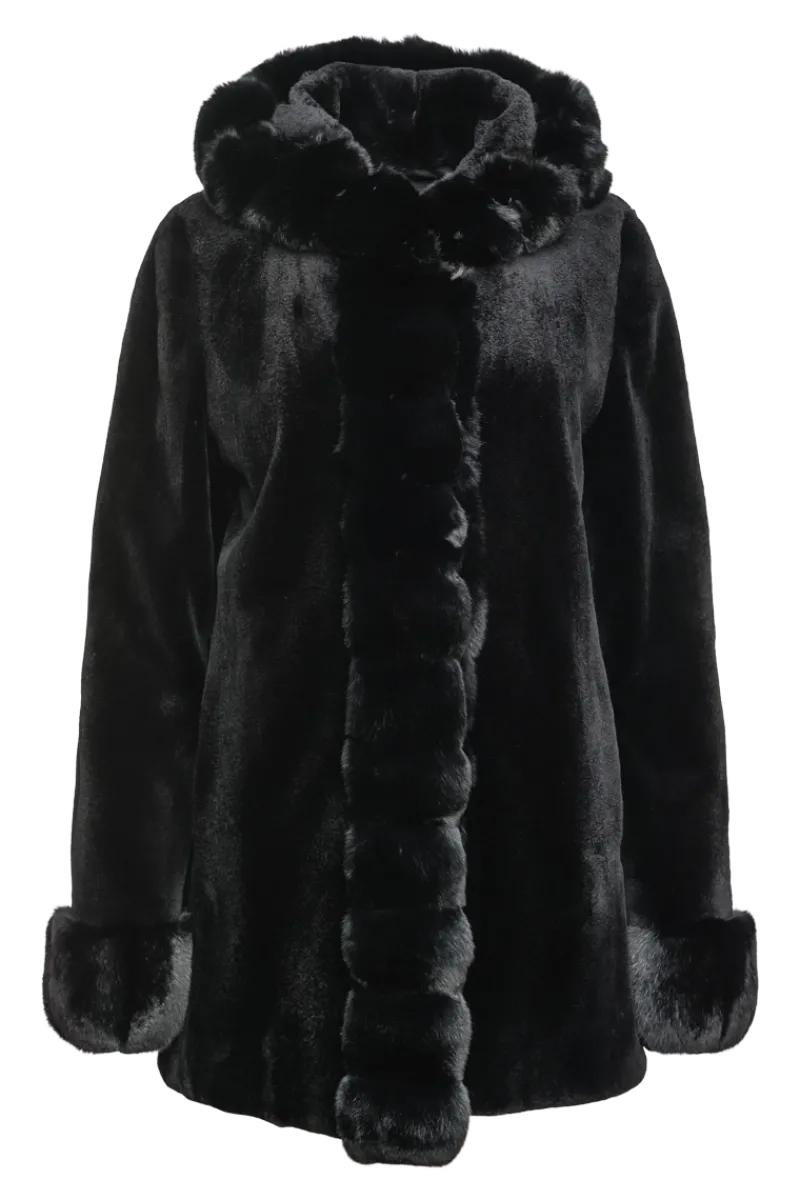 Outlet Hooded Reversible Sheared Mink and Chinchilla Fur Jacket Women Mink|Fur Jackets