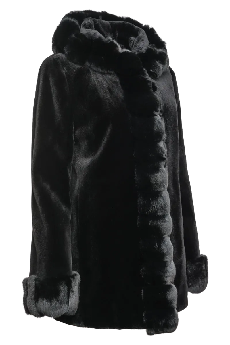 Outlet Hooded Reversible Sheared Mink and Chinchilla Fur Jacket Women Mink|Fur Jackets