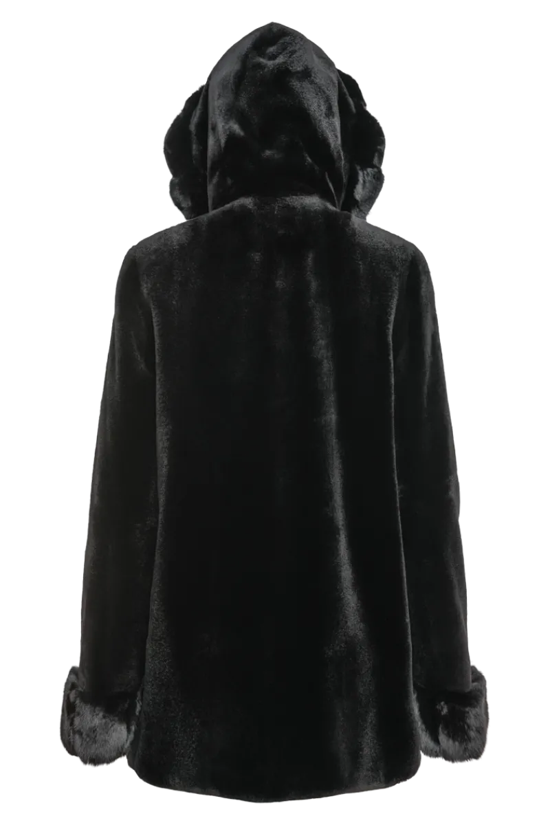 Outlet Hooded Reversible Sheared Mink and Chinchilla Fur Jacket Women Mink|Fur Jackets