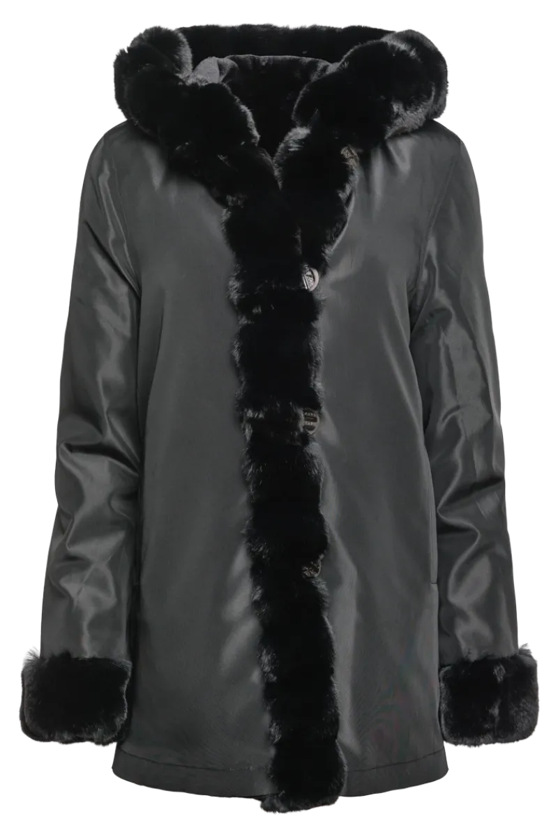 Outlet Hooded Reversible Sheared Mink and Chinchilla Fur Jacket Women Mink|Fur Jackets