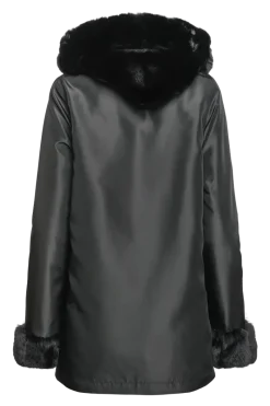 Outlet Hooded Reversible Sheared Mink and Chinchilla Fur Jacket Women Mink|Fur Jackets