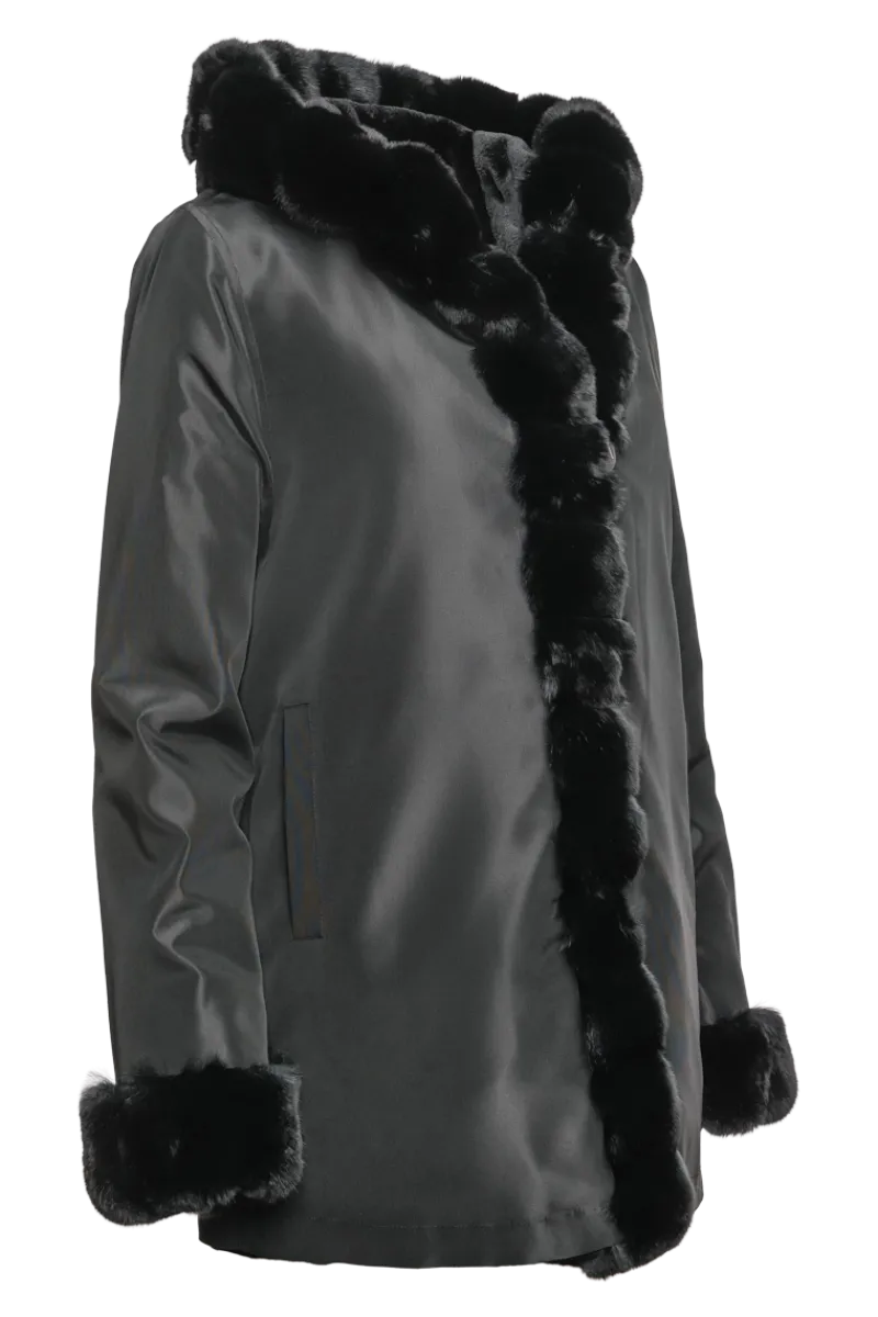 Outlet Hooded Reversible Sheared Mink and Chinchilla Fur Jacket Women Mink|Fur Jackets