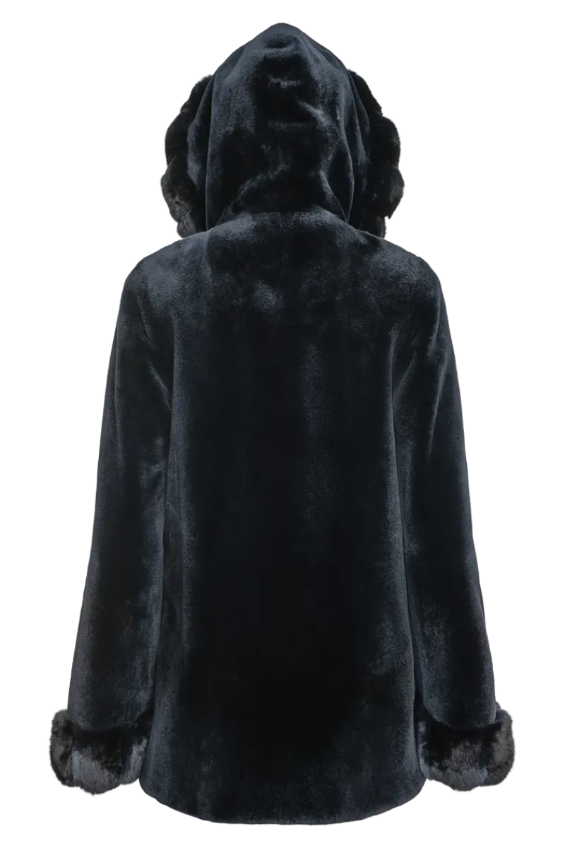 Outlet Hooded Reversible Sheared Mink and Chinchilla Fur Jacket Women Mink|Fur Jackets