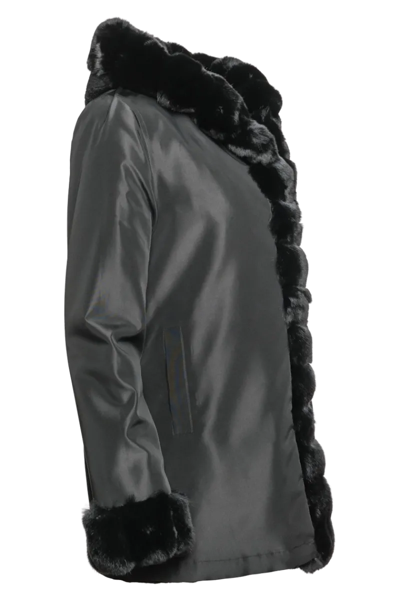 Outlet Hooded Reversible Sheared Mink and Chinchilla Fur Jacket Women Mink|Fur Jackets