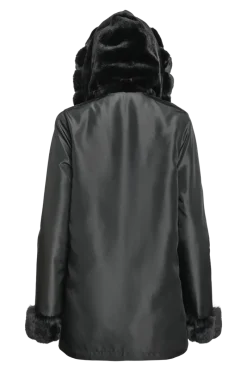 Outlet Hooded Reversible Sheared Mink and Chinchilla Fur Jacket Women Mink|Fur Jackets