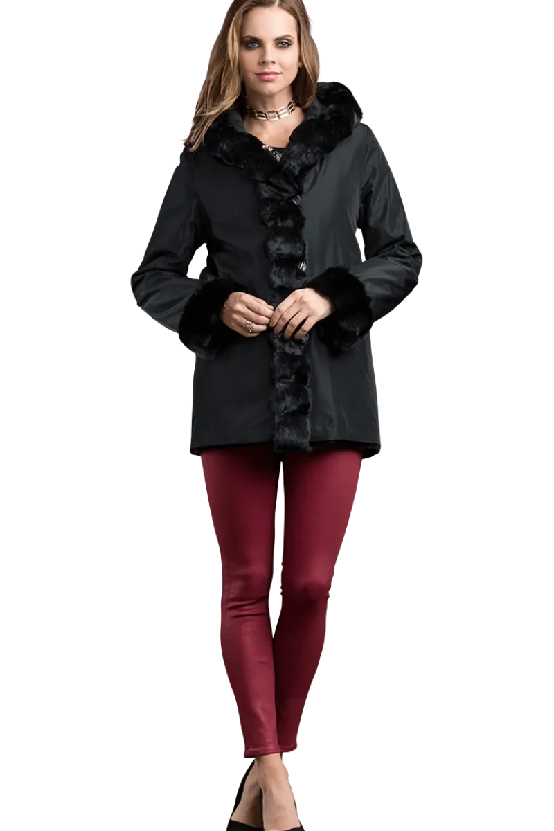 Outlet Hooded Reversible Sheared Mink and Chinchilla Fur Jacket Women Mink|Fur Jackets