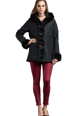 Outlet Hooded Reversible Sheared Mink and Chinchilla Fur Jacket Women Mink|Fur Jackets