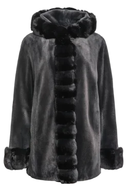 Outlet Hooded Reversible Sheared Mink and Chinchilla Fur Jacket Women Mink|Fur Jackets