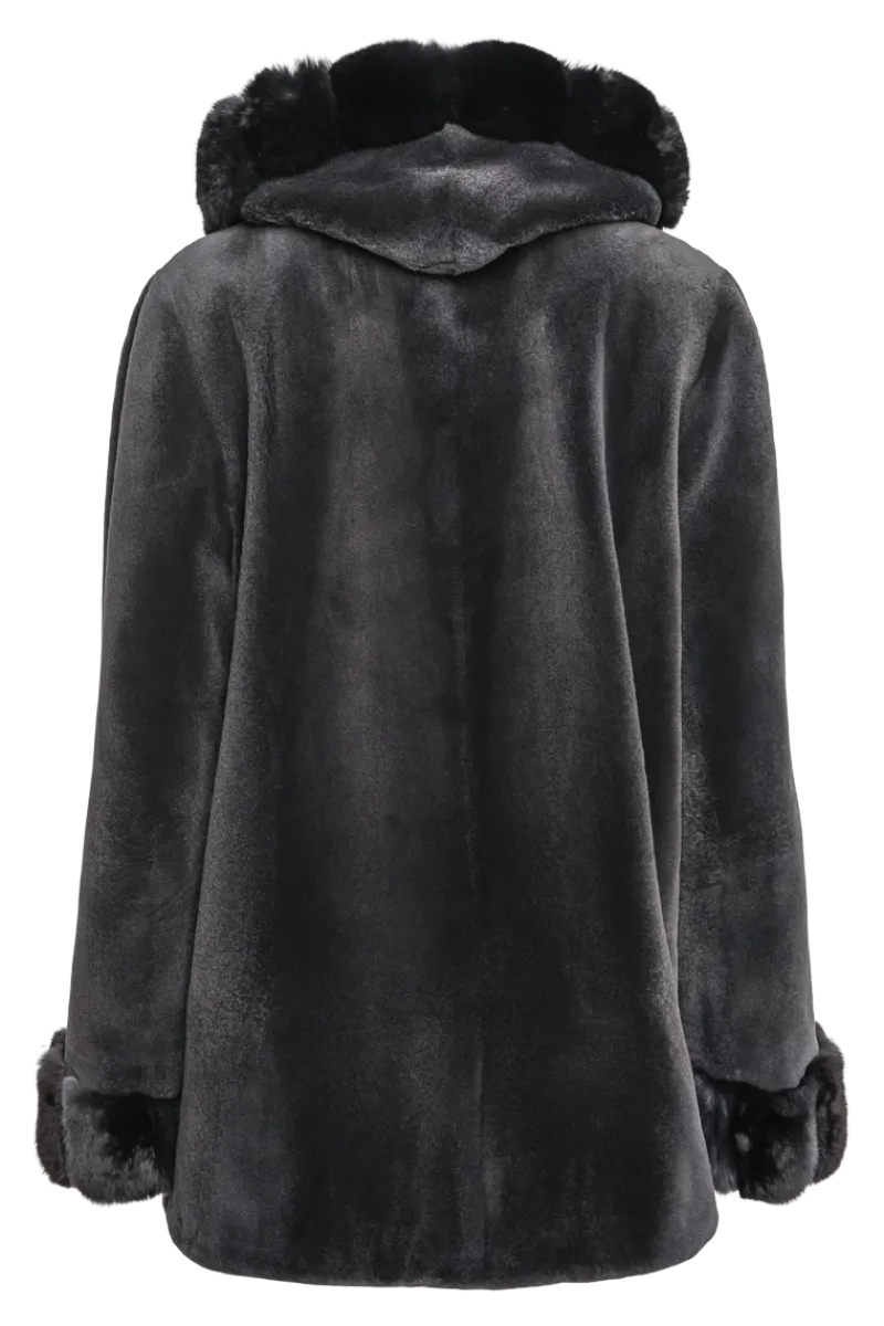 Outlet Hooded Reversible Sheared Mink and Chinchilla Fur Jacket Women Mink|Fur Jackets