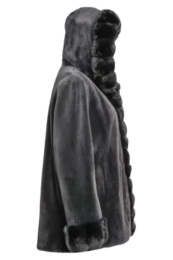 Outlet Hooded Reversible Sheared Mink and Chinchilla Fur Jacket Women Mink|Fur Jackets