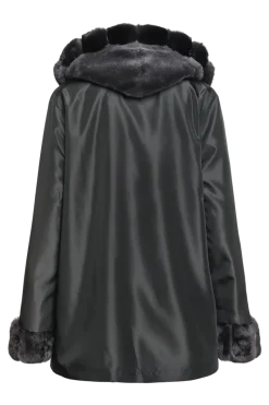 Outlet Hooded Reversible Sheared Mink and Chinchilla Fur Jacket Women Mink|Fur Jackets