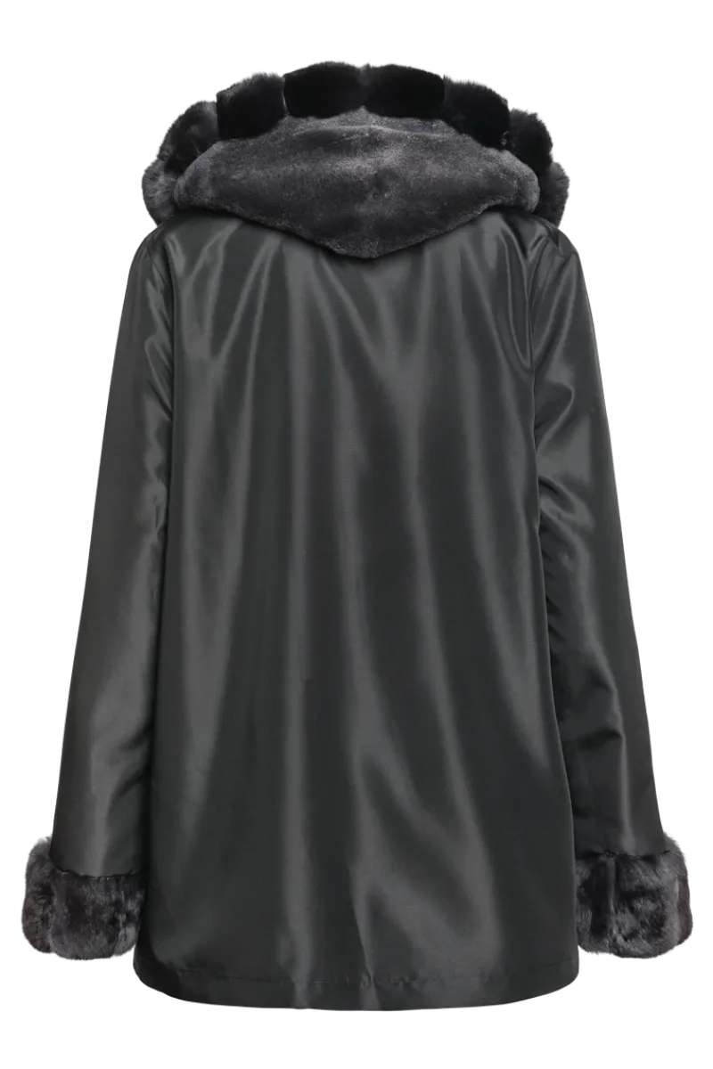 Outlet Hooded Reversible Sheared Mink and Chinchilla Fur Jacket Women Mink|Fur Jackets