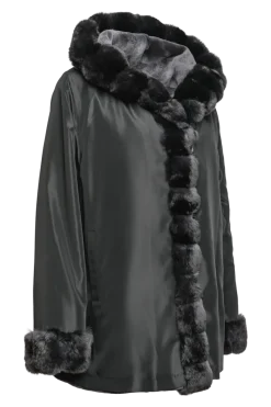 Outlet Hooded Reversible Sheared Mink and Chinchilla Fur Jacket Women Mink|Fur Jackets