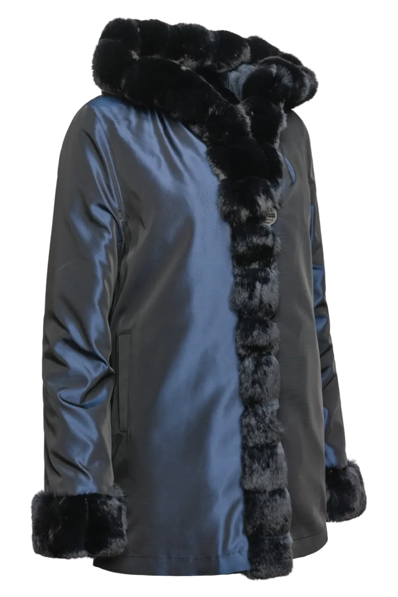 Outlet Hooded Reversible Sheared Mink and Chinchilla Fur Jacket Women Mink|Fur Jackets